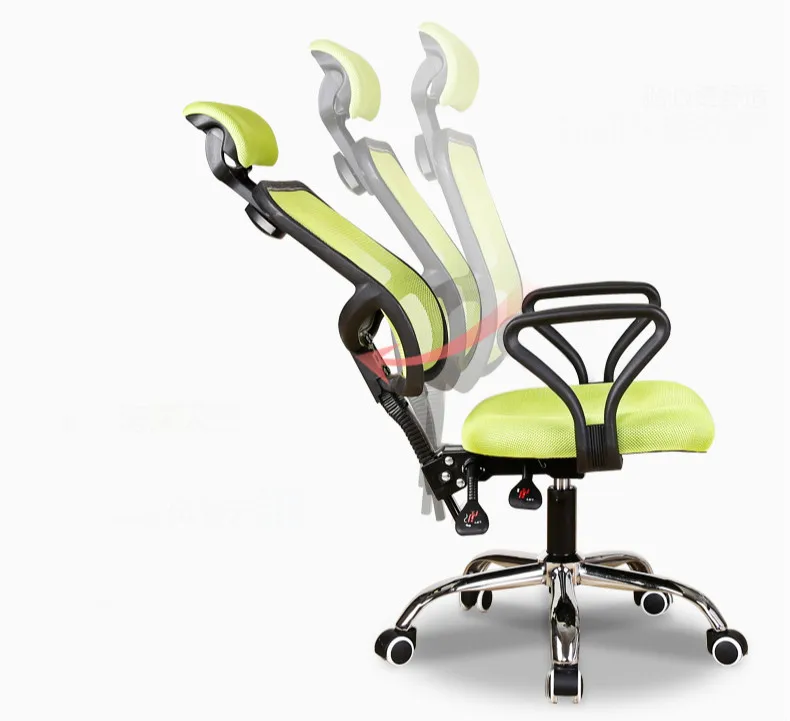 Эргономичный офисный стул яркого цвета удлиненная спинка сетка кресло для