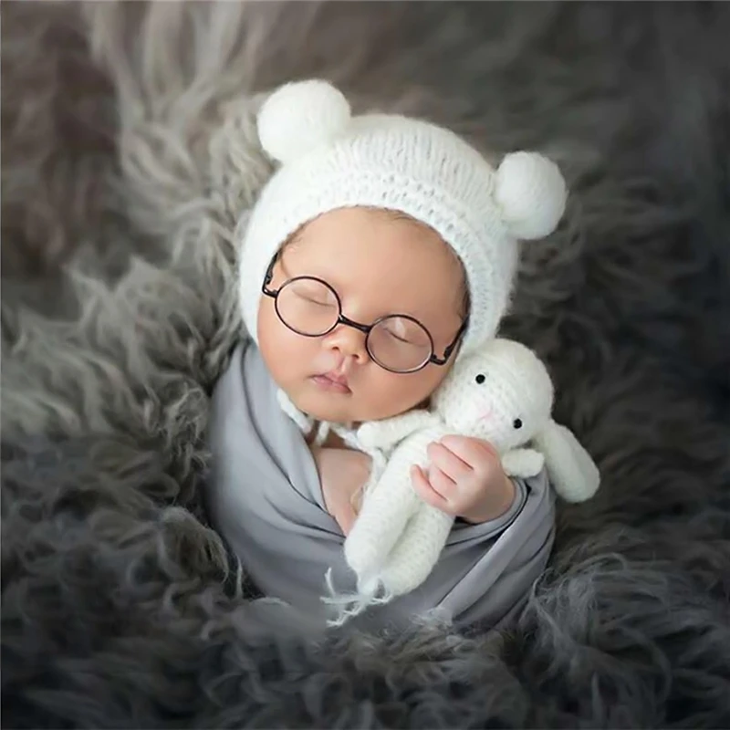Newborn Baby Girl Boy Flat Glasses Photography Props Gentleman Studio Shoot Infant Pictures Decoration Round Sunglasses | Детская одежда