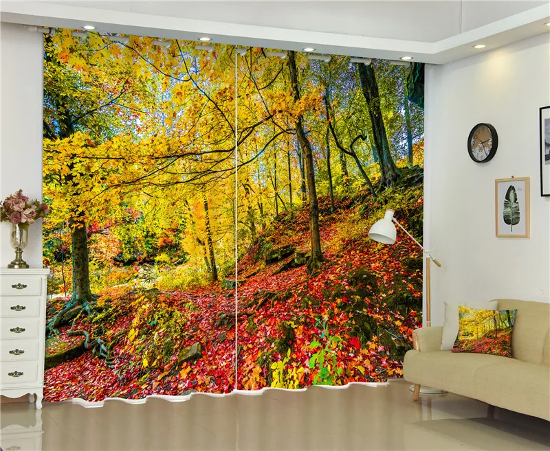 

Misty Forest Luxury 3D Curtains Drapes for Living Room Office Hotel Home Wall Tapestry Can be Customed