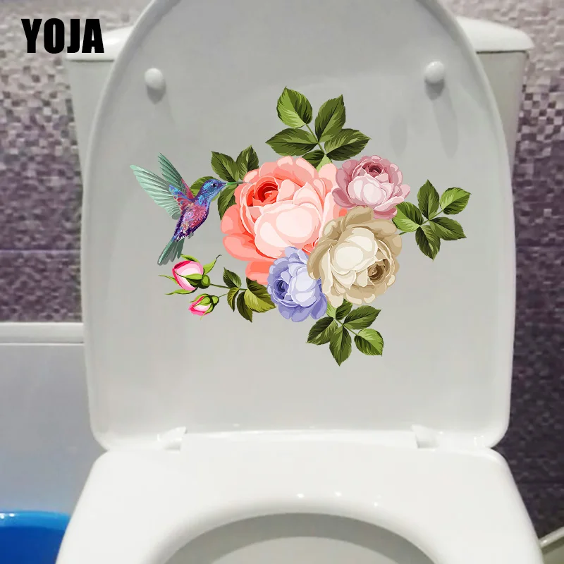YOJA 23,8X19,6 см Красивые цветущие птицы Декор для гостиной Наклейки на стены классический стикер для ванной, туалета T1-1995