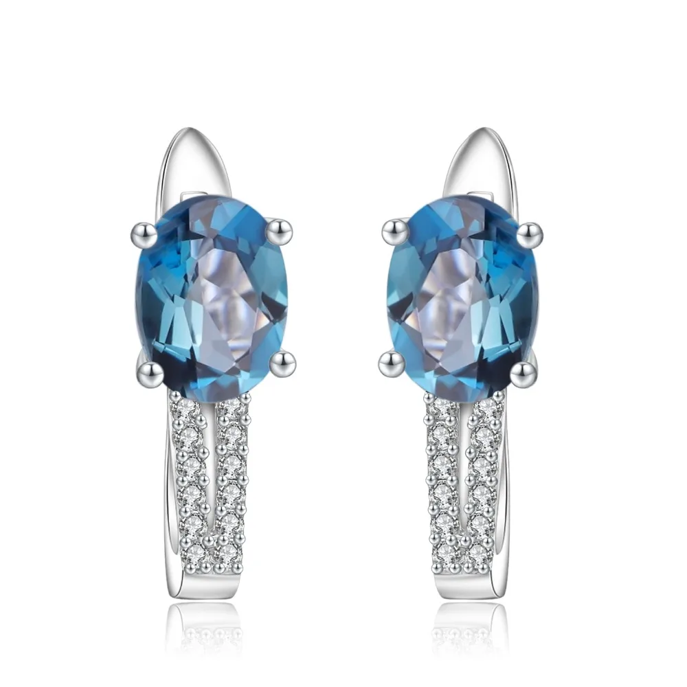 

GEM'S BALLET 3.15Ct Natural London Blue Topaz Earrings Trendy Jewelry 925 Sterling Silver Elegant Stud Earrings For Women Party