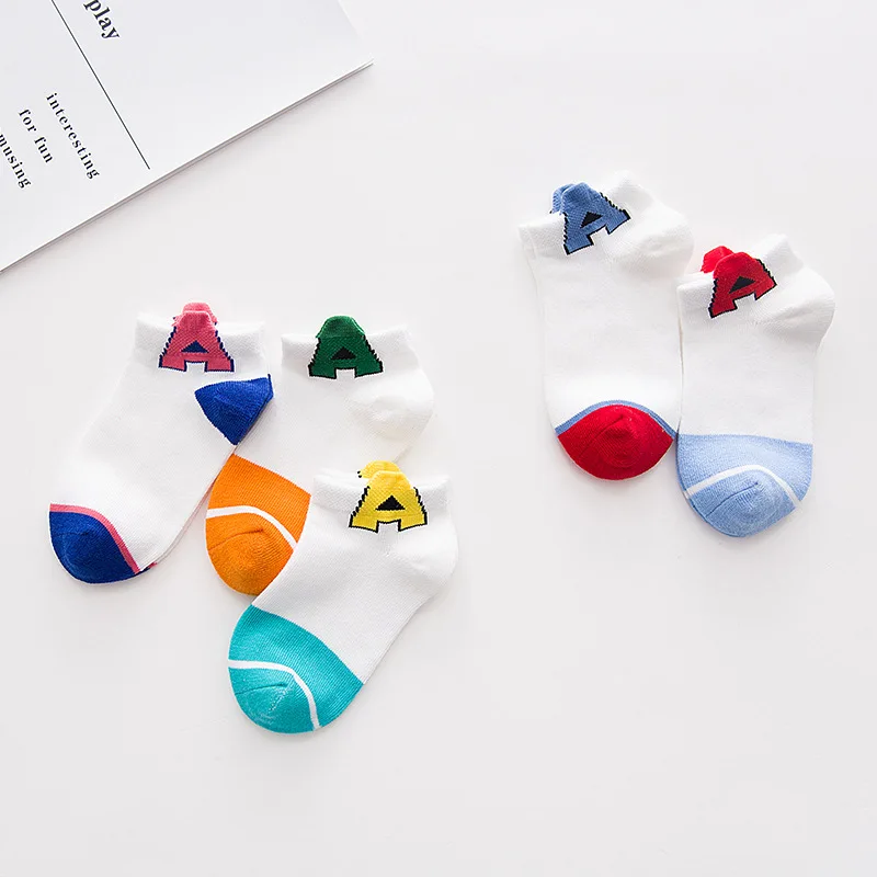 5 Pairs/lot New Autumn Soft Cotton Boys Girls Short Socks Cute Cartoon Pattern Cute Kids Socks for Baby Boys Girls 1-3Y