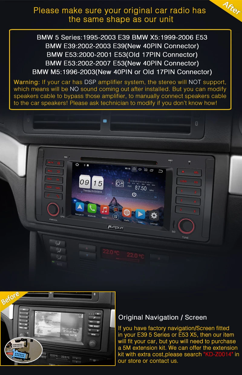 Тыква автомобильный мультимедийный плеер Android 8 0 GPS авто радио 4 Гб RAM Octa Core 2 Din 7