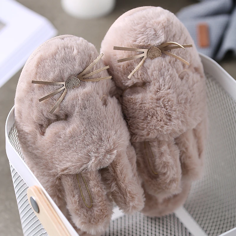 Полупаковка нескользящих пушистых плюшевых тапочек Millffy rabbit cartoon|half slippers|rabbit