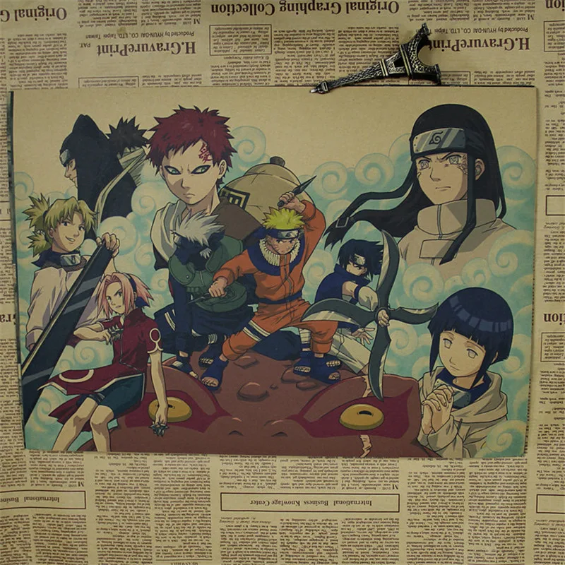 Винтаж аниме мультфильм Узумаки постер Naruto бар Детская комната Домашний декор комиксы Наруто ретро крафт-бумага живопись Наклейка на стену