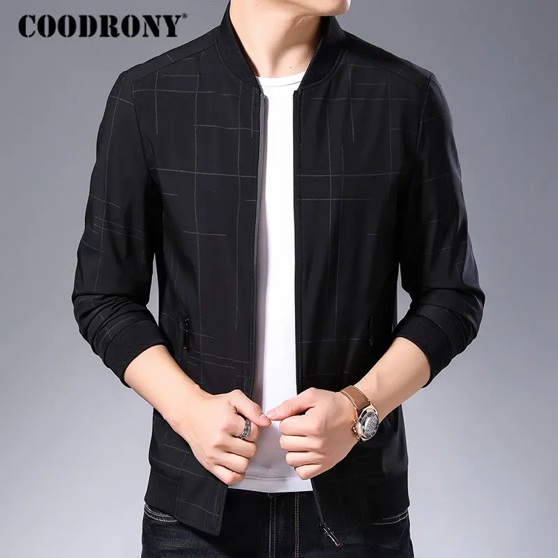 Синий Бренд COODRONY, куртка-бомбер, Мужская одежда, новинка, Осень-зима, мужские куртки и пальто, уличная мода, Полосатое пальто для мужчин, 98006 - Цвет: Синий