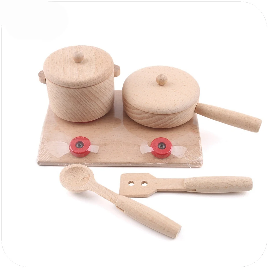 Kitchenware set Деревянные столовые приборы, ролевые игры, чайный набор, деревянная развивающая активность, фруктовая резка, кухонная игрушка, вдохновленные Деревянные игрушки для малышей - Цвет: Kitchenware set