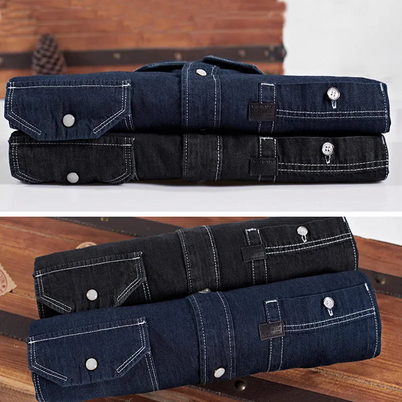 Мужская джинсовая рубашка с отложным воротником размеры до 2019 | одежда