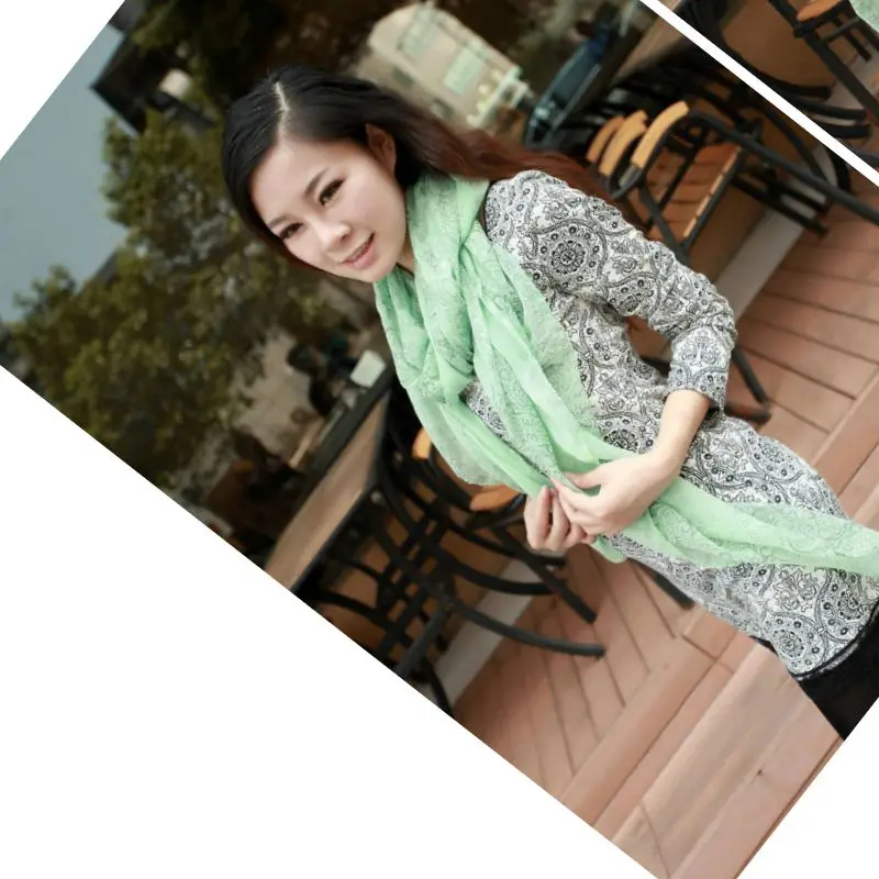 Горячая! Новый! Синий и белый шарфы вуаль платок двойного негабаритных карты