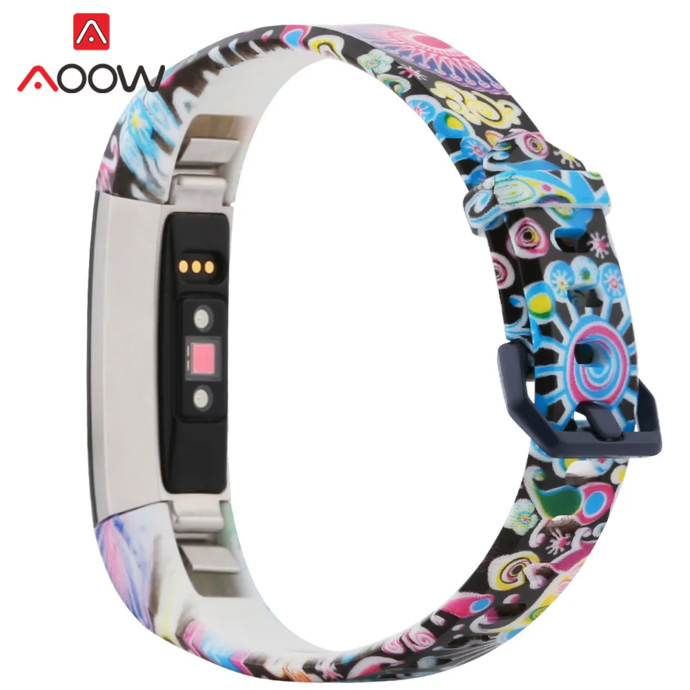 Мягкий силиконовый спортивный ремешок для часов для Fitbit Alta/Alta hr/ACE Смарт часы с рисунком Печать Водонепроницаемый замена Браслет ремешок