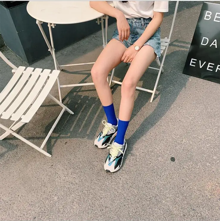 Носки неоновые однотонные для мужчин и женщин уличная одежда модные носки в