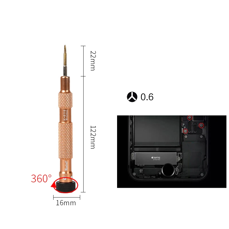 Отвертка Kaisi K-8119 1 2 5 Philips/0 8 5-точечная/0 6 Y/ T2 для iPhone 7/ Huawei P8 инструменты ремонта