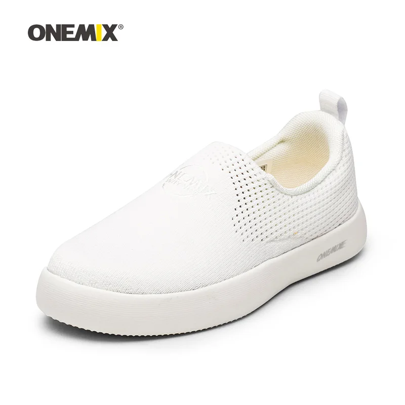 Onemix/Мужская обувь для скейтбординга; женская обувь без шнуровки; черные вязаные дизайнерские классические кроссовки для скейтборда; уличные кроссовки для бега и ходьбы
