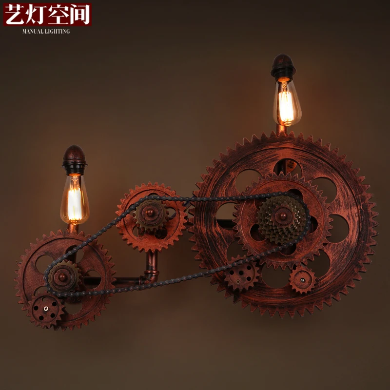 Винтажный настенный светильник в стиле лофт двойной слайдер