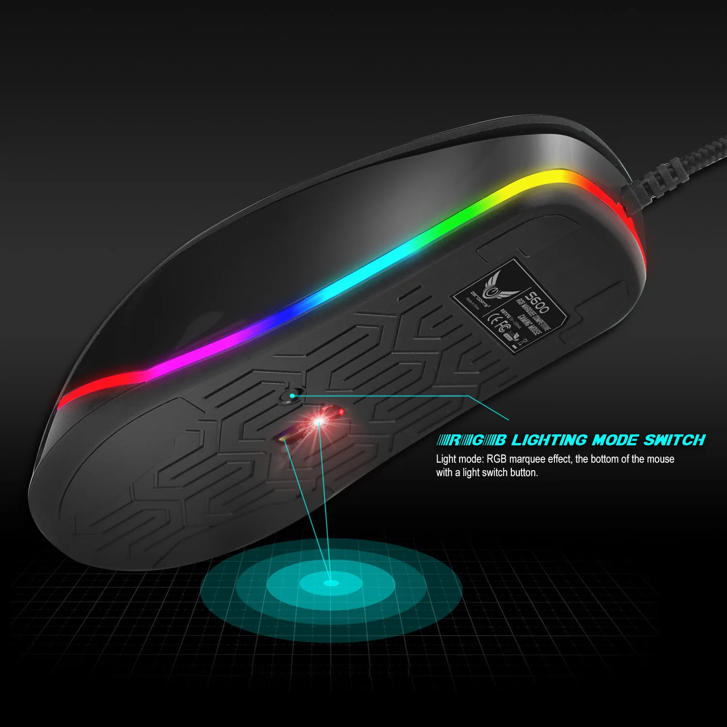 ZERODATE S600 USB Проводная игровая мышь 4800 dpi 6 клавиш оптический макро Программируемый RGB компьютерная мышь профессиональная мышь для настольного компьютера