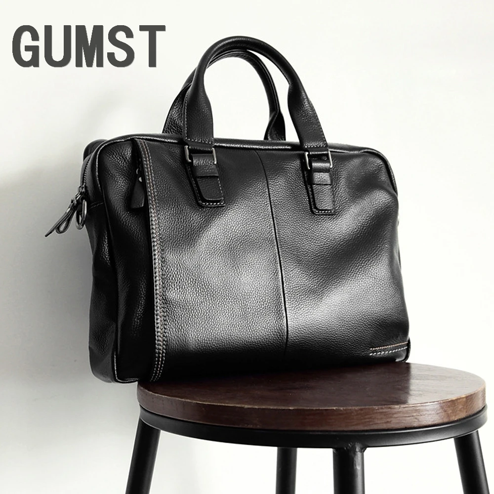 

Мужской портфель из натуральной воловьей кожи GUMST, модный вместительный деловой портфель из 100% натуральной кожи, сумка на плечо для ноутбук...