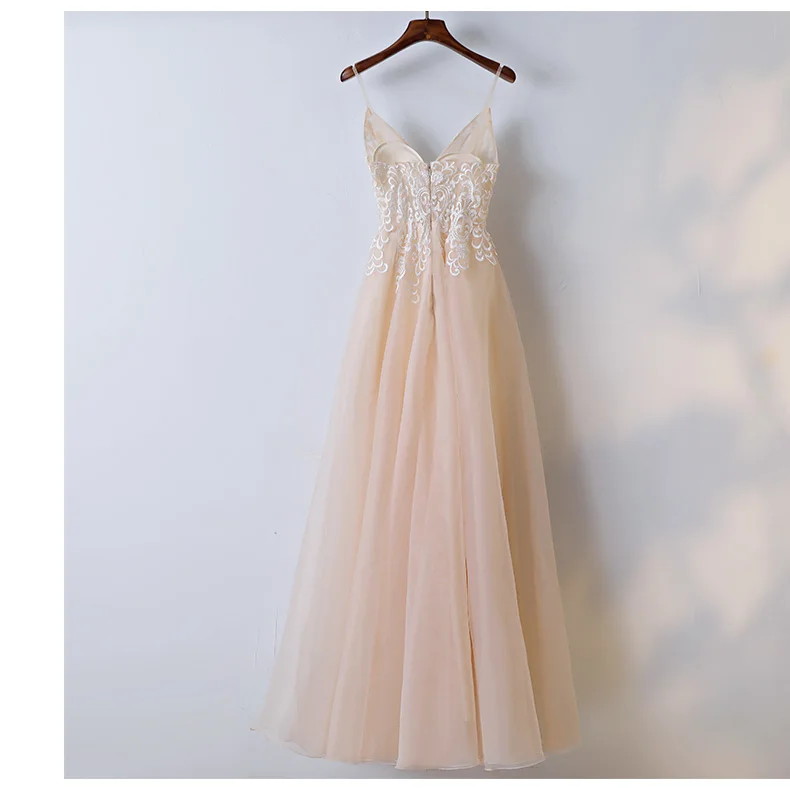 Платье женское на бретельках с вышивкой и бусинами|prom gown|robe dechampagne evening |
