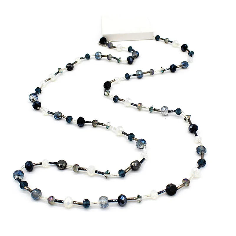 Женское длинное ожерелье с бусинами элегантное кристаллами массивное Ювелирное