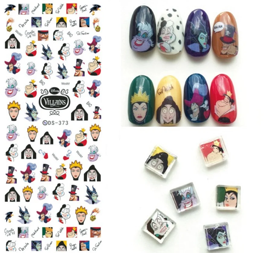 Переводные наклейки для ногтей Мультяшные персонажи пират и ведьма Харадзюку