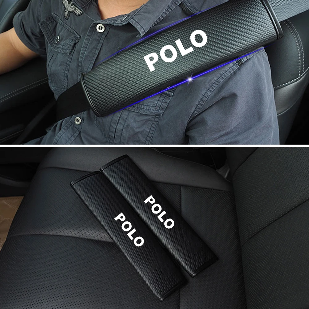 

For Volkswagen Polo Car Seat Belt Shoulder Strap Protect Pads Cover No Slip No Rubbing Soft Comfort 2Pcs Red Blue White