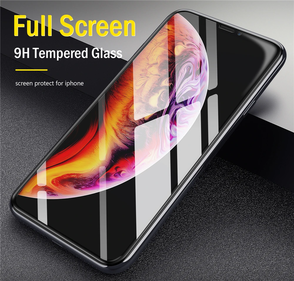 Защитное стекло Tiegem на весь экран для iPhone X XS 6 7 8 Plus 9H 2.5D Закаленное стекло для iPhone XS Max XR Защитная стеклянная пленка