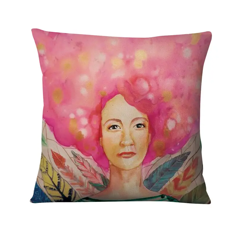Креативная Акварельная иллюстрация наволочка красивая женщина в цветах Женский