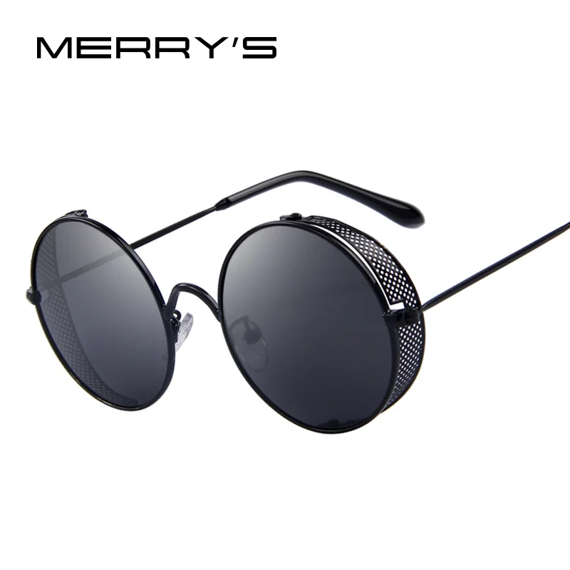 Модные женские солнцезащитные очки классические круглые в стиле стимпанк