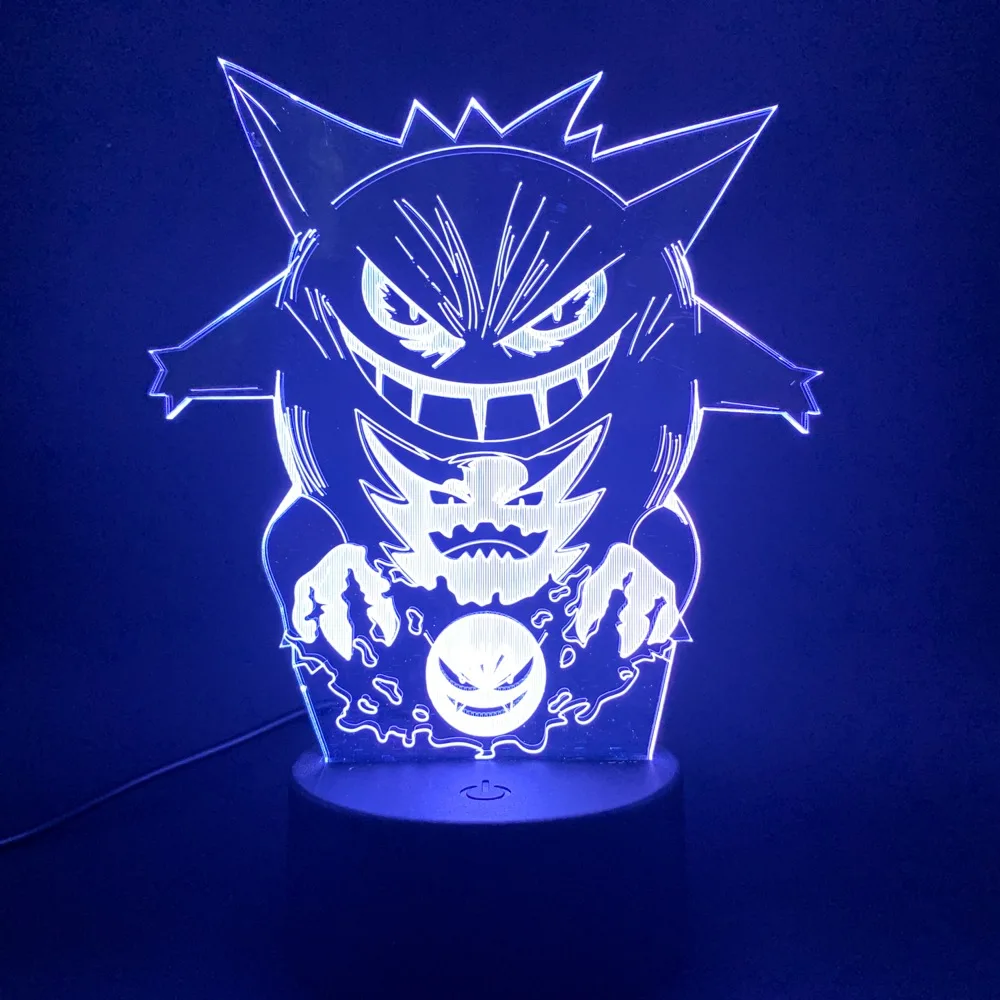 Игра Pokemon Go Gengar фигурка светодиодный 3d-ночник лучший подарок для детей Детская спальня декоративный атмосферный ночник лампа 3d