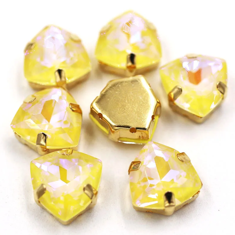 Новое поступление желтое ФЛУОРЕСЦЕНТНОЕ стекло 12 мм стразы шьют на задней