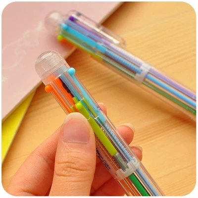 Six-color Ball point pen Color Multifunction Pen Creative Stationery gifts 10pcs free shipping