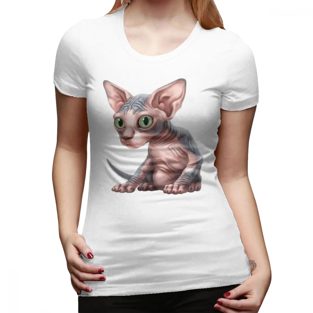 Футболка со сфинксом Cat-a-clism Sphynx Kitten, серая футболка с круглым вырезом, женская футболка с принтом Kawaii, короткий рукав, женская футболка большого размера