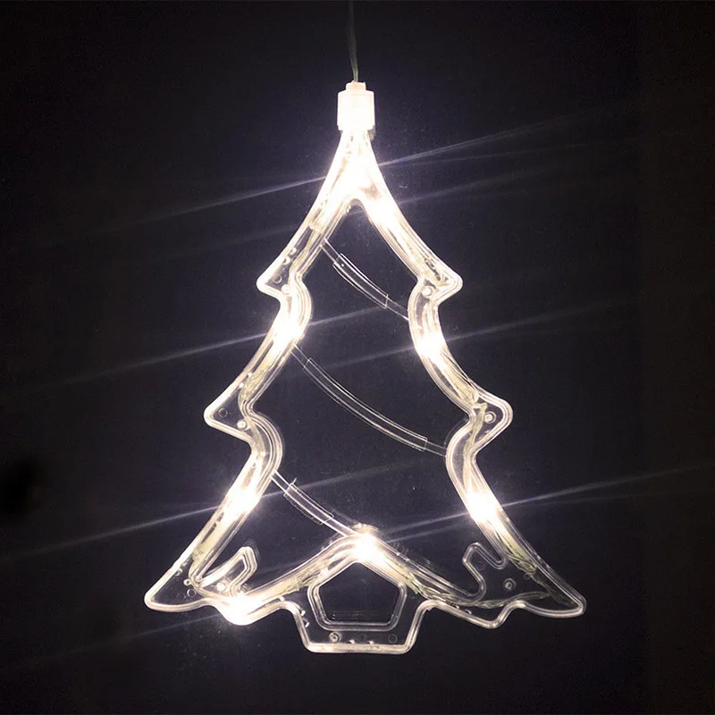 Christmas tree 8 светодиодный светильник, Рождественская серия, праздничный светильник, праздничные, вечерние, на батарейках, светодиодный, на присоске, для украшения окна, сказочный светильник, 3 X AAA buttery - Испускаемый цвет: Christmas tree
