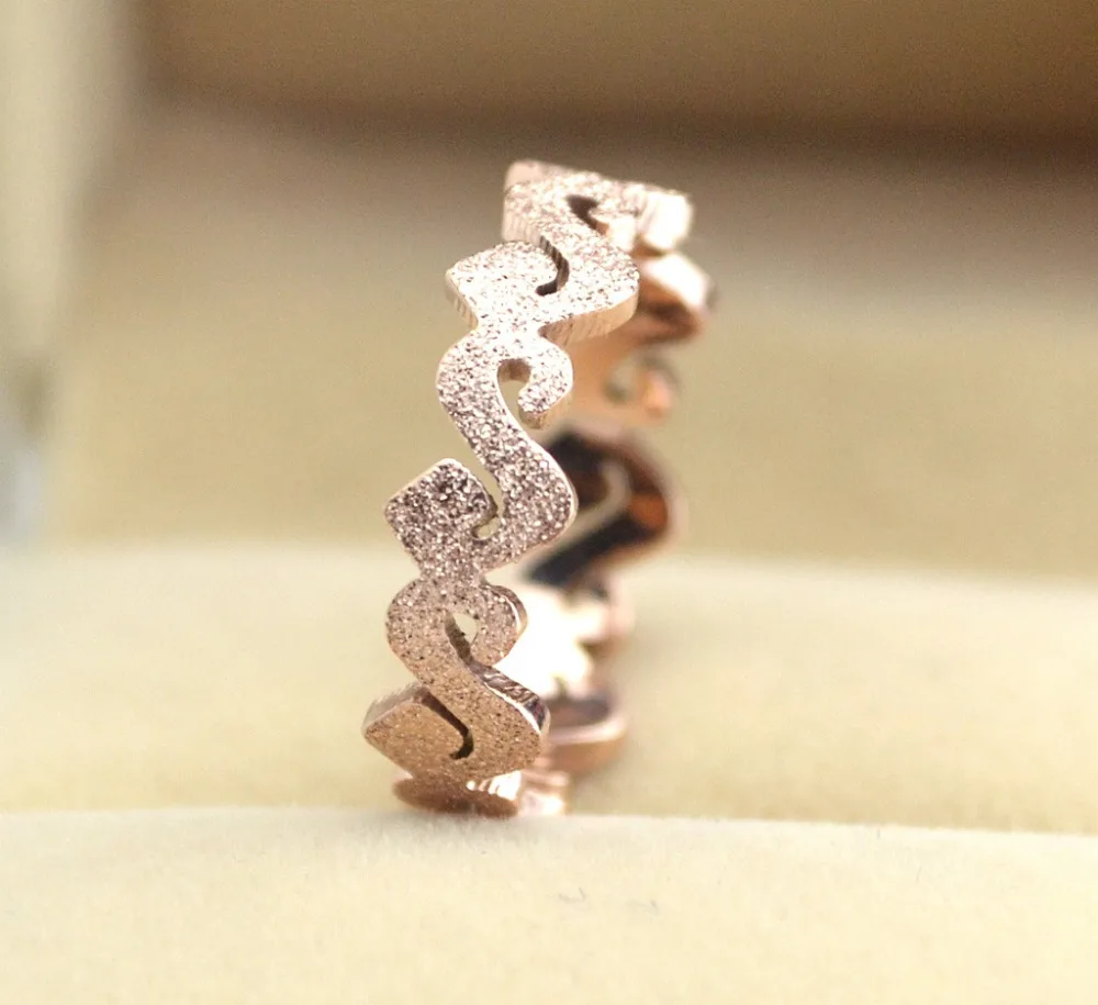 MANGOSKY New arrival rose 14KGP Korean fashion frosted S shaped titanium ring gold color women | Украшения и аксессуары