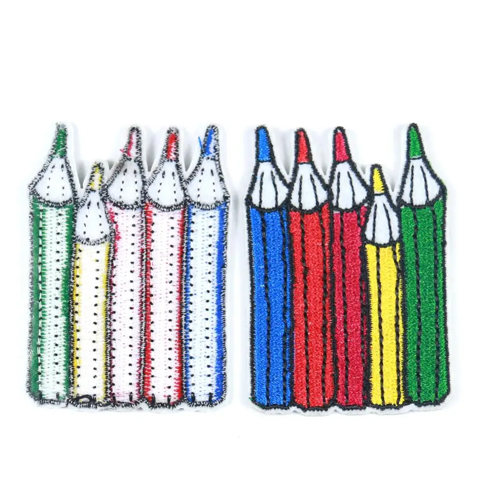 Partysu/Цветные карандашные нашивки Простые элементы значок Железный одежда для