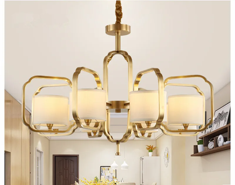 Новая китайская люстра освещение Золотая медная подвесная люстра лампа luminaria домашнее декоративное освещение