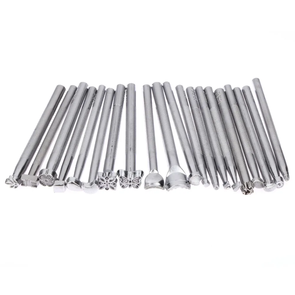 

25PCS Leathercraft Embosser Needlework Embossing Beveler Kit Leather Carving Knife Leather Hammer Blade Tools Stamp DIY