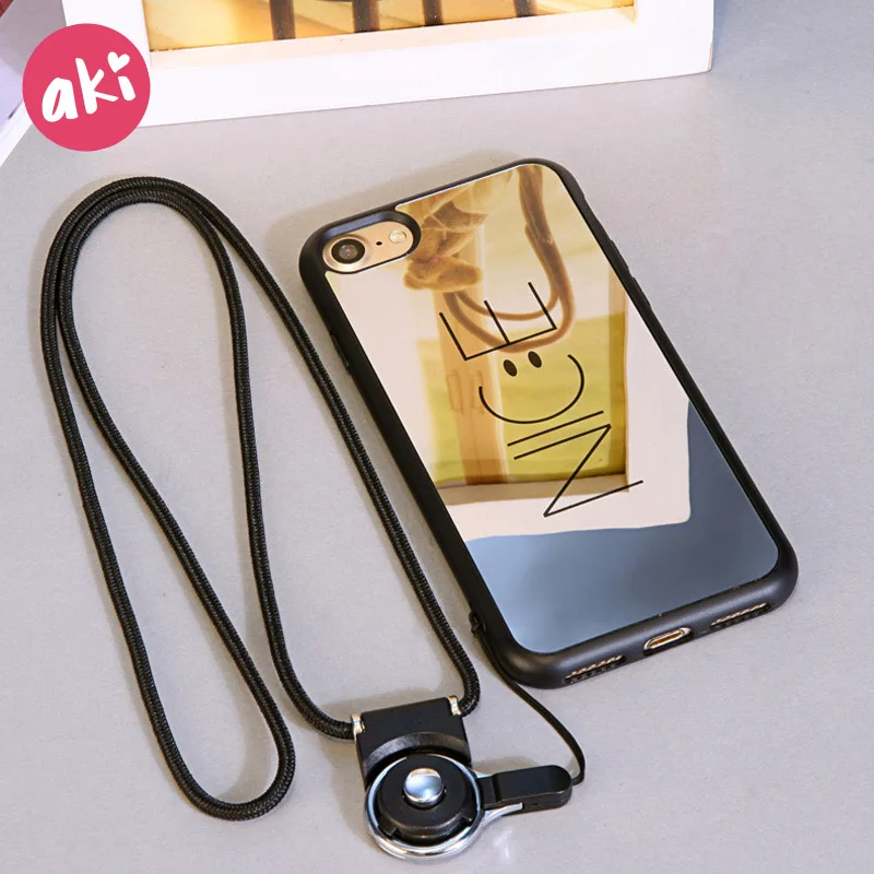 AKI Phone Case Mirror Reflection Soft TPU for iPhone 7 8 Plus Luxury Letter Smile NICE Back Cover 6s 6 |