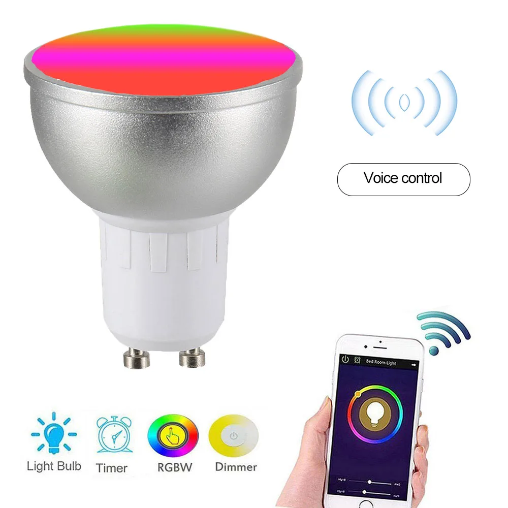6 Вт 4 шт. Светодиодная лампа RGBW AC85-265V WIFI подключенные интеллектуальные лампочки 16