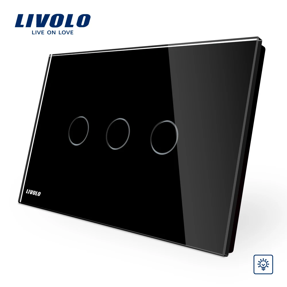 Livolo слоновой кости Хрустальная стеклянная панель стандарт AU/US цифровой
