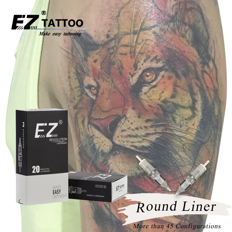 RC1003RLB EZ Revolution Tattoo Needle Cartridges #10 Round Liner Medium Taper 3-3.5mm for machines and grips 20 pcs /box | Красота и