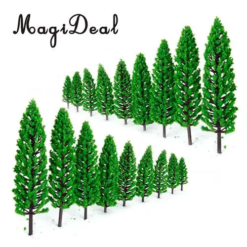MagiDeal 10 шт. 1/50 масштаб зеленый поезд набор пейзаж пластик Модель Дерево для дома