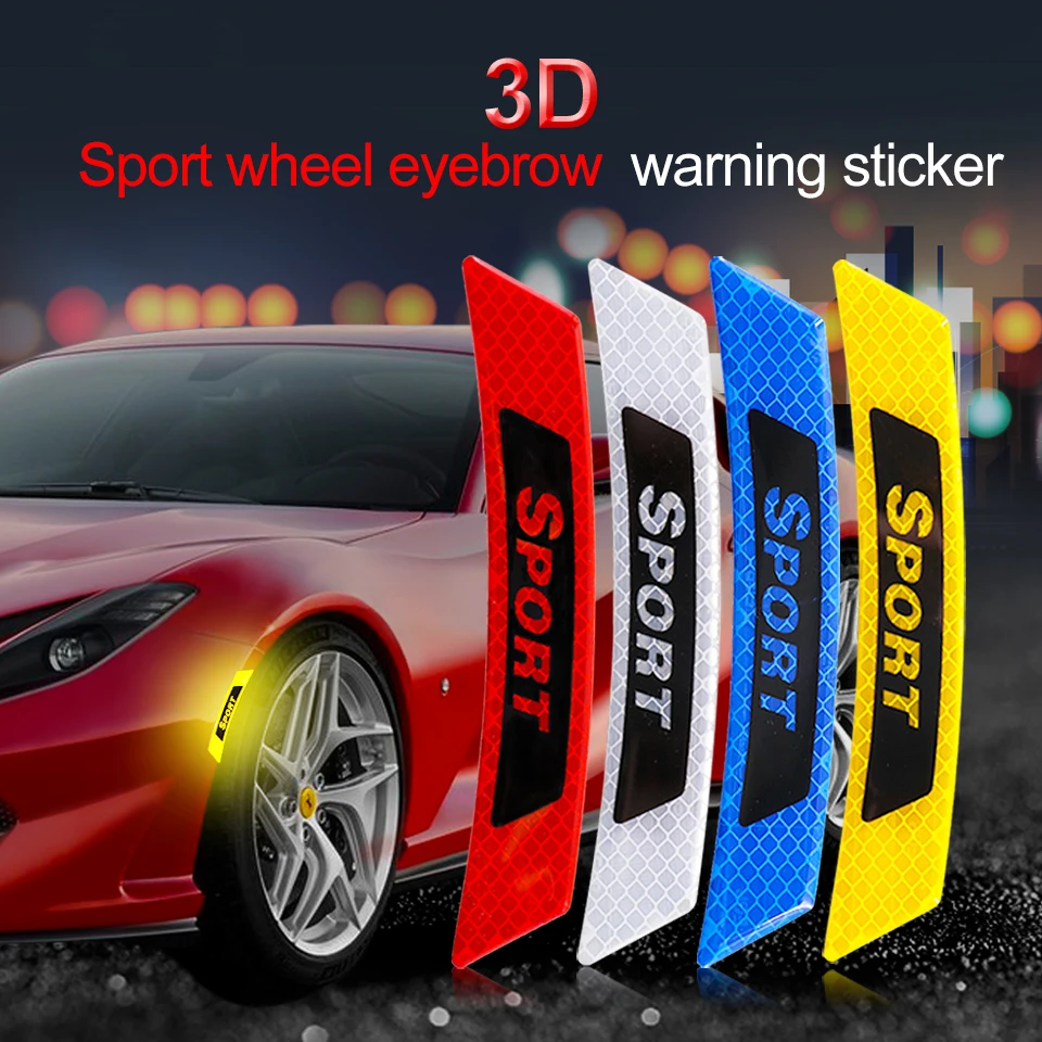

"Sport" Car Reflective Strip Sticker Warning Wheel Rim Eyebrow Safety Warning Light Reflector Protective Decal Auto Car Styling
