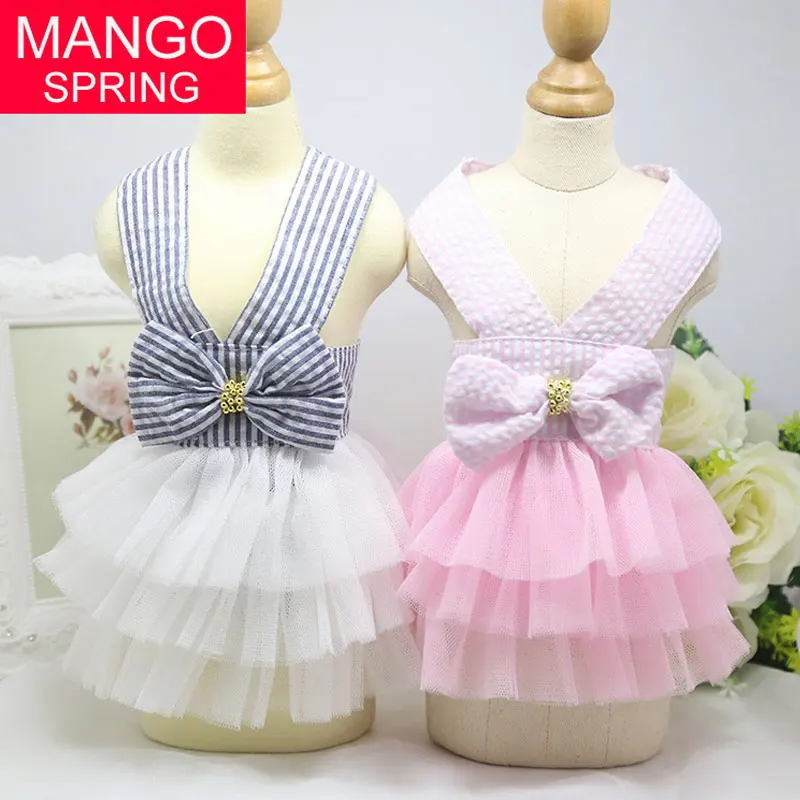 Летнее платье собака одежда для маленьких собак свадебное юбка щенок Костюмы