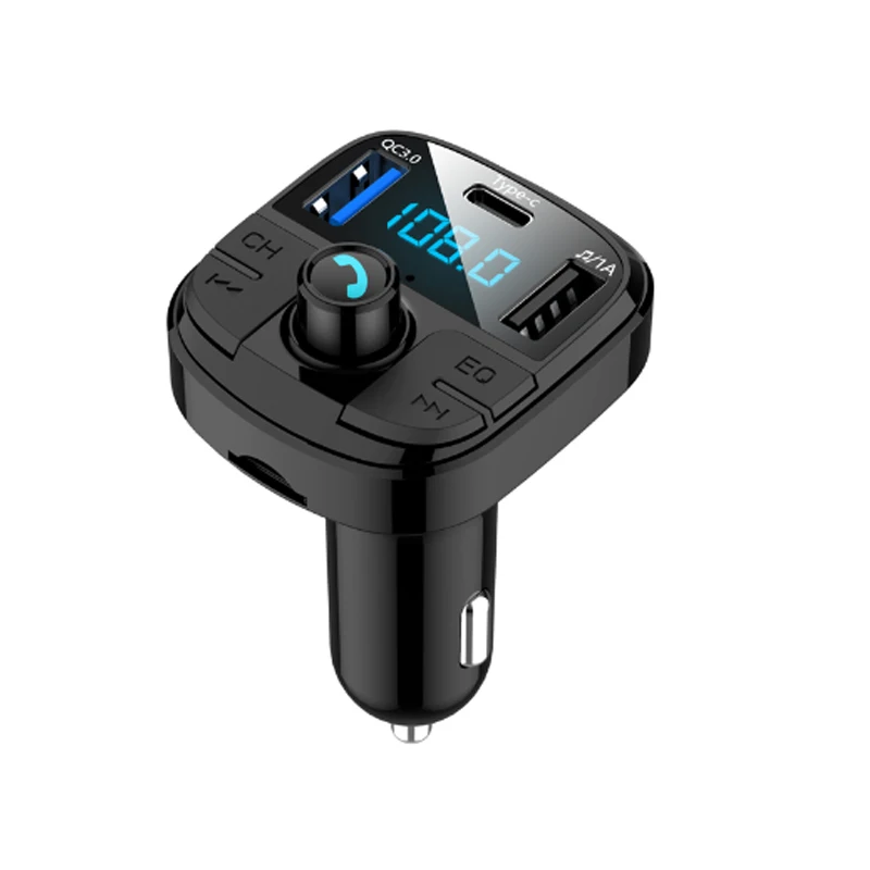 Автомобильный комплект громкой связи с Bluetooth, управление одним ключом, беспроводной Bluetooth fm-передатчик, ЖК MP3-плеер QC3.0, USB зарядное устройство, тип-c, свободные руки