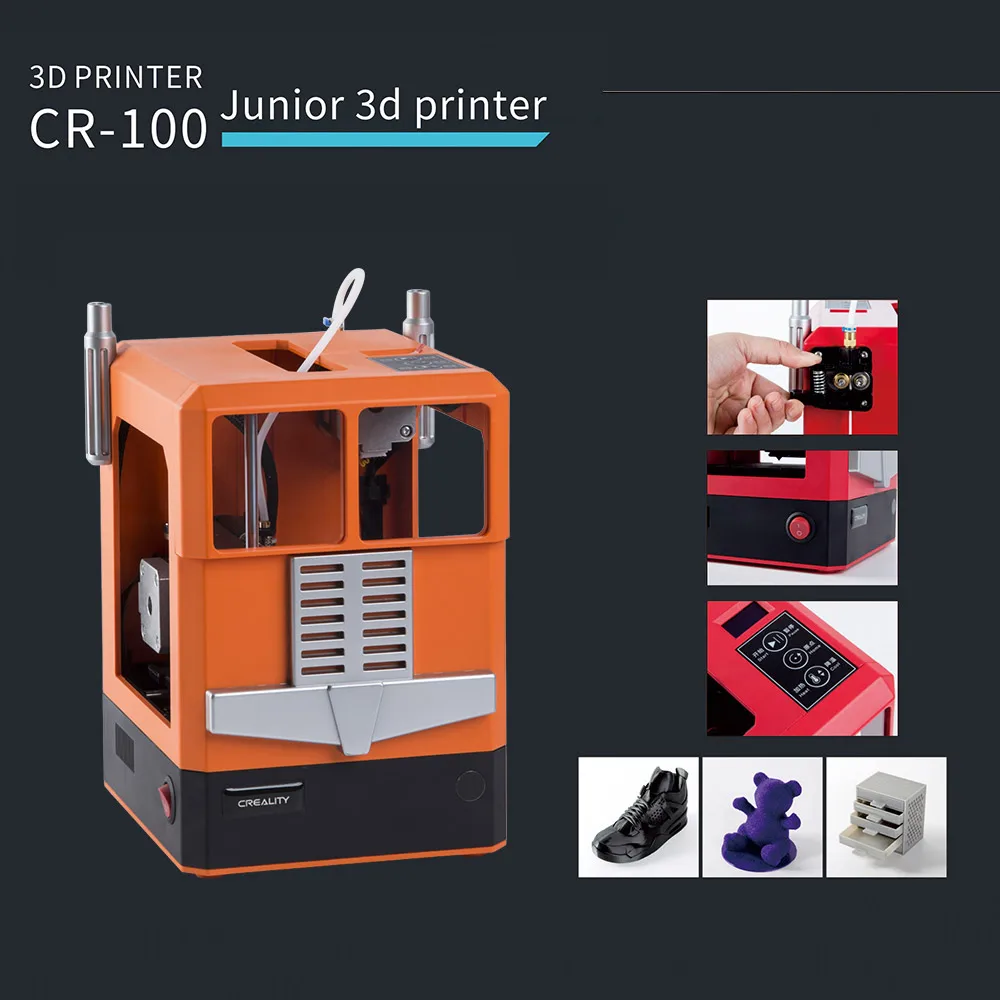 Creality 3D CR-100 компактный размер настольный 3d принтер Полностью Собранный 100*100*80 мм размер печати автоматическое выравнивание с пультом дистанционного управления