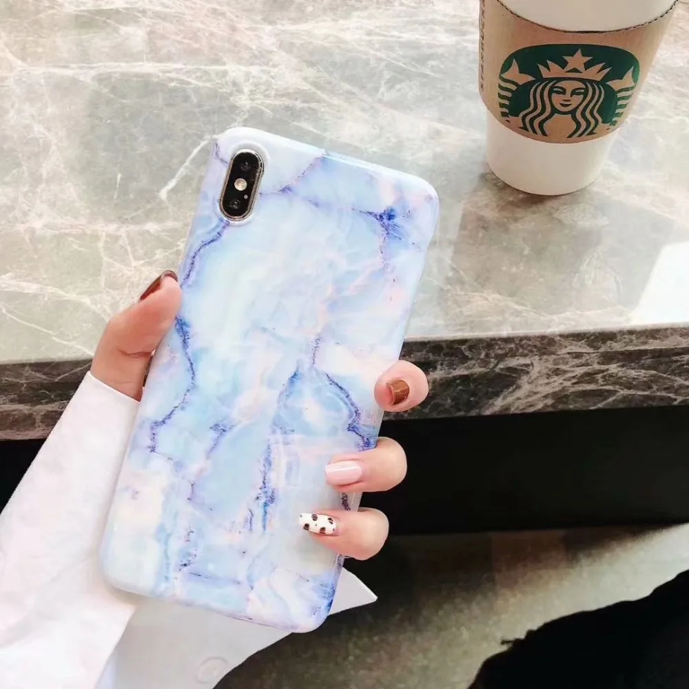 Роскошный Мраморный глянцевый чехол для iphone XR силиконовый мягкий телефона 6 S 7 8