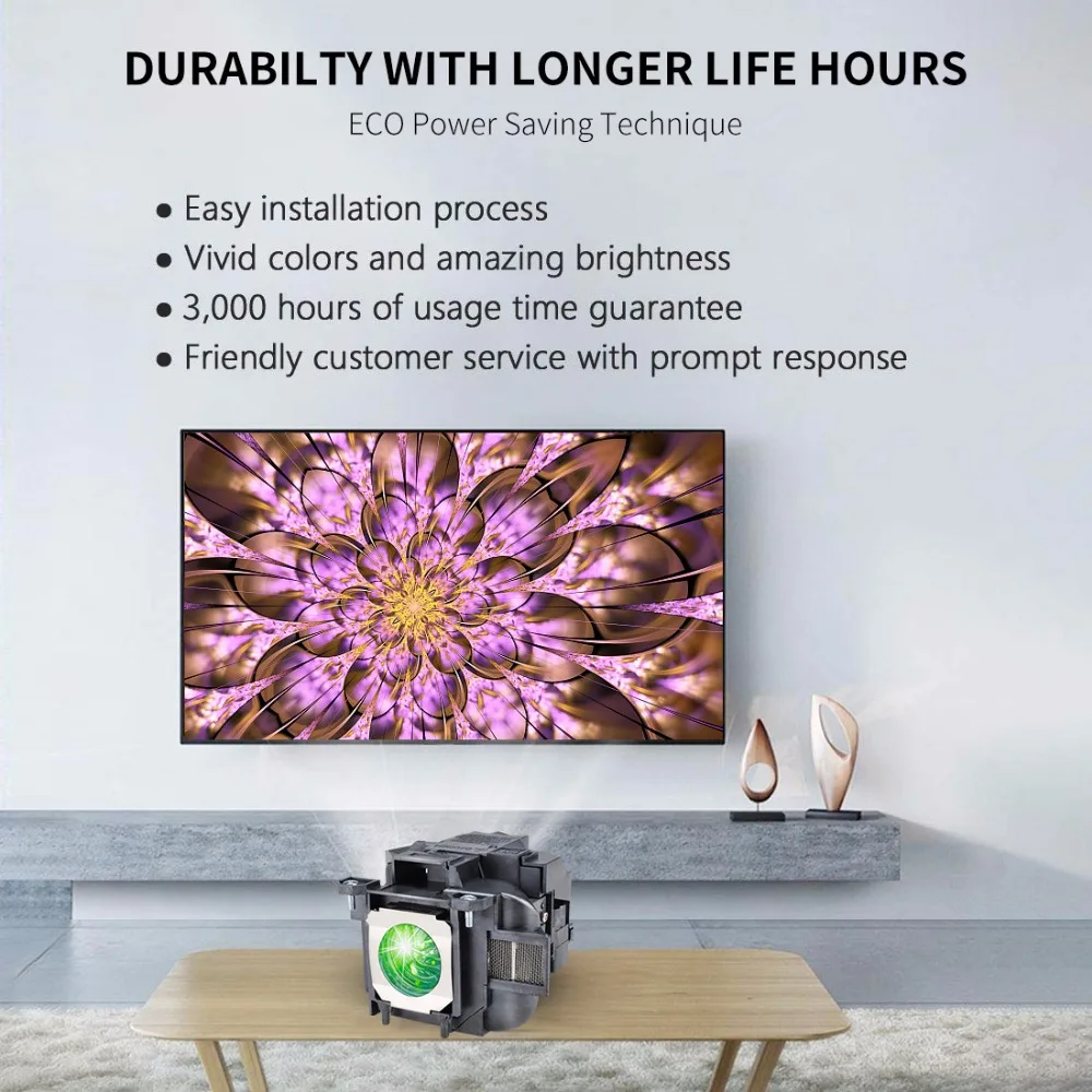 HAPPYBATE Замена лампы проектора ELPLP78/V13H010L78 для EX3220 EH-TW570 EH-TW5200 EH-TW490 TW410 EB-X25 X24 X200