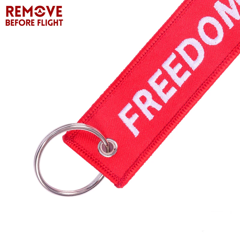1 шт. брелки с вышивкой Remove Before Flight Freedom для мотоцикла красное кольцо ключей