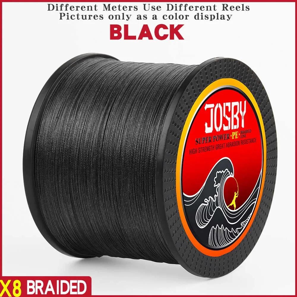 Black JOSBY Pesca нахлыстом леска 8 нитей PE Карп плетеный провод Peche море Спиннинг Multifilamento шнур 12~ 120 фунтов 1000 м 500 м 300 м 150 м - Цвет: Black
