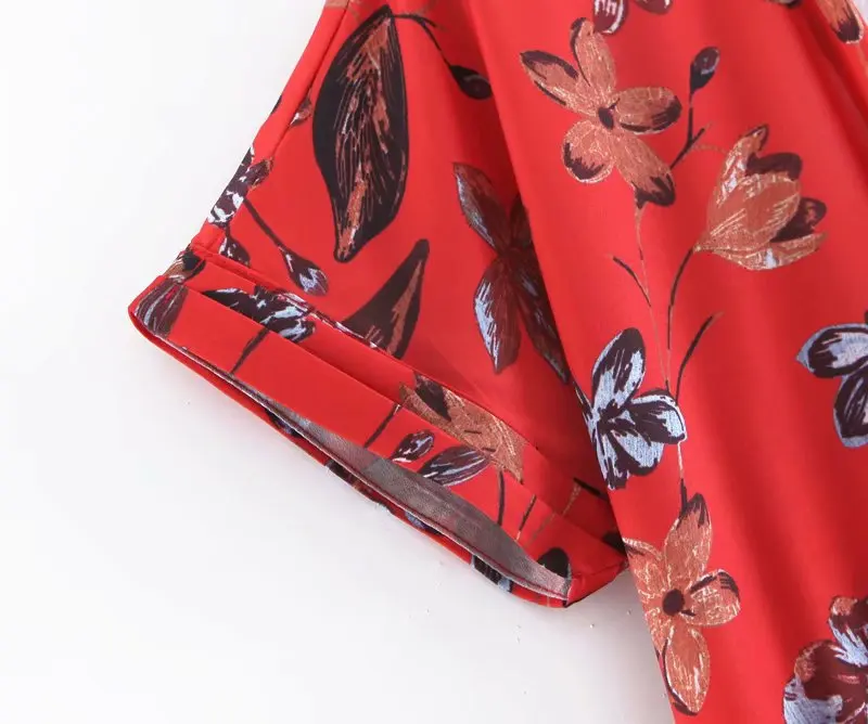 2019 лето новый европейский и американский женский модный ретро принт v-образный